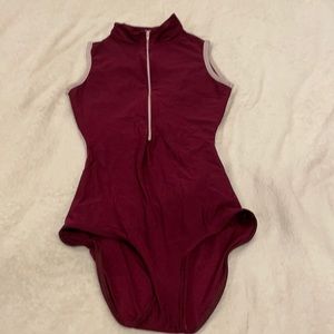 Yumiko medium open back burgundy leotard
